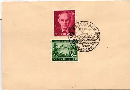 Deutsches Reich 855-856 auf Postkarte Sonderstempel Krieglach #NB582