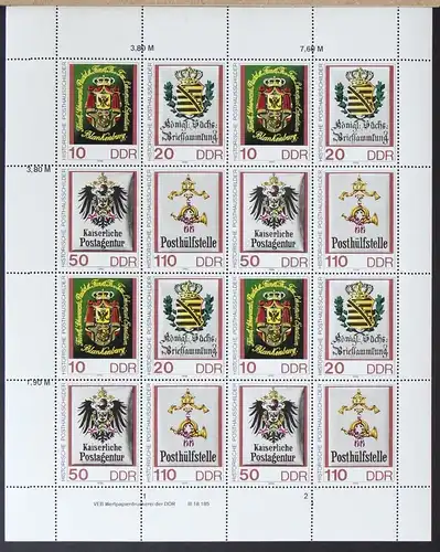 DDR ZD-Bogen 3306-3309 postfrisch mit DV 3 #NE047