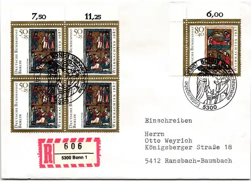 BRD Bund 1346 auf Brief als Mehrfachfrankatur vom Ersttag #ND710