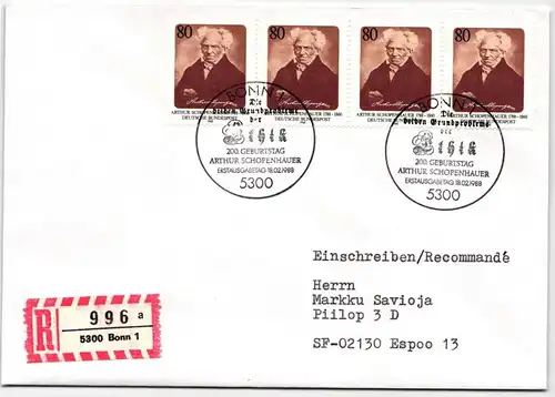 BRD Bund 1357 auf Brief als Mehrfachfrankatur vom Ersttag #ND705