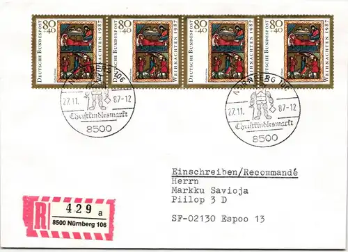BRD Bund 1346 auf Brief als Mehrfachfrankatur vom Ersttag #ND713