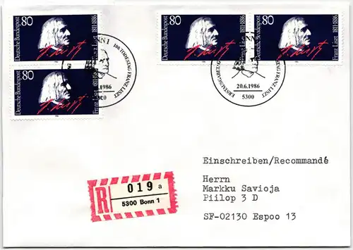 BRD Bund 1285 auf Brief als Mehrfachfrankatur vom Ersttag #ND779
