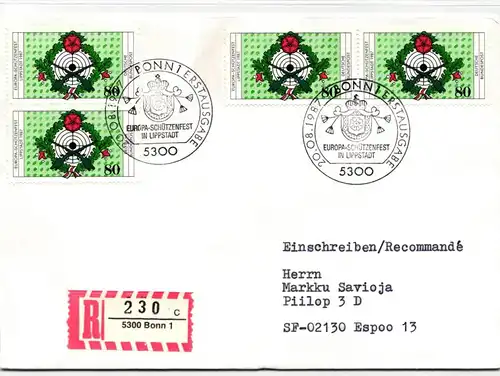 BRD Bund 1330 auf Brief als Mehrfachfrankatur vom Ersttag #ND749
