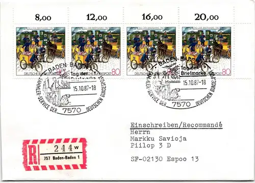 BRD Bund 1337 auf Brief als Mehrfachfrankatur vom Ersttag #ND735