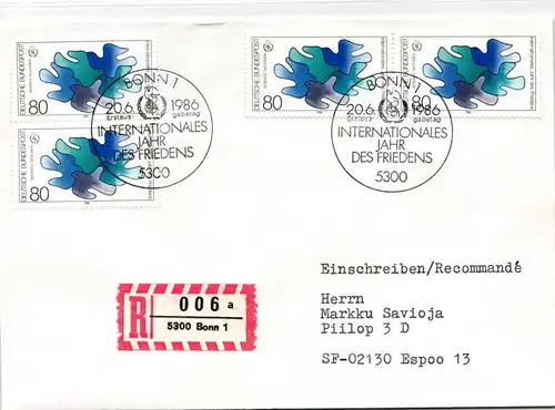 BRD Bund 1286 auf Brief als Mehrfachfrankatur vom Ersttag #ND778