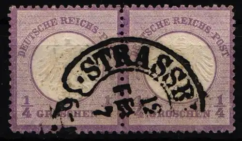 Deutsches Reich 1 gestempelt Paar mit Hufeisenstempel #NG174