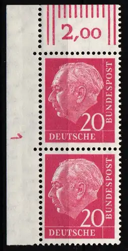 BRD Bund 185 v DZ postfrisch Eckrandpaar mit DZ 1 #NG159