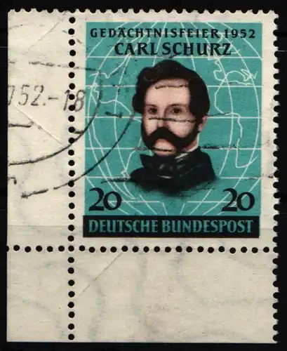 BRD Bund 155 gestempelt vom Eckrand unten links #NG060