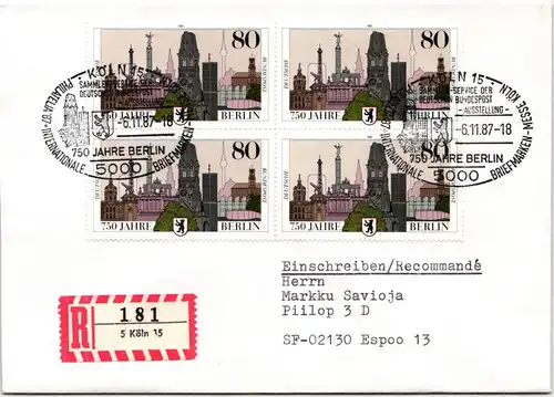 BRD Bund 1306 auf Brief als Mehrfachfrankatur vom Erstag #NG134