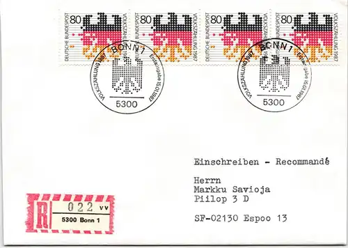 BRD Bund 1309 auf Brief als Mehrfachfrankatur vom Erstag #NG131