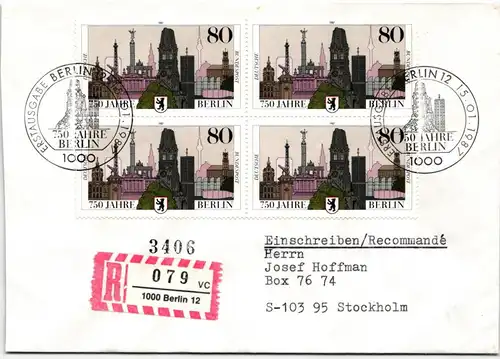 BRD Bund 1306 auf Brief als Mehrfachfrankatur vom Erstag #NG135