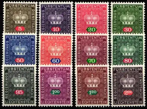 Liechtenstein Dienstmarken 45-56 postfrisch #ND874