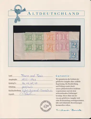 Thurn & Taxis 46, 47, 48, 49 postfrisch als Viererblocks Borek Garantie #NH239