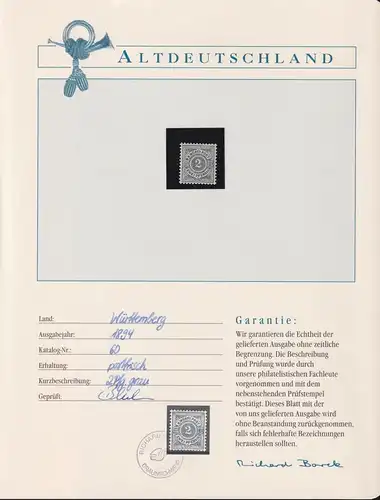 Altdeutschland Württemberg 60 postfrisch mit Borek Garantie #NH249