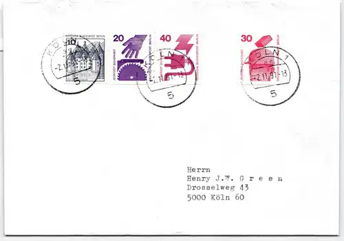 Berlin 404, 406/7 D u.a. auf Brief als Mischfrankatur #NG217