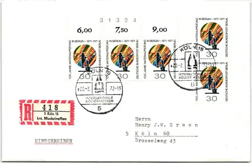 Berlin 416 auf Brief als Mehrfachfrankatur mit Bogenzähler #NG237