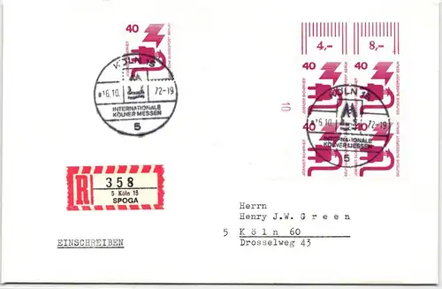 Berlin 407 WDZ auf Brief als Mehrfachfrankatur u.a. 4er Block mit DZ 10 #NG203