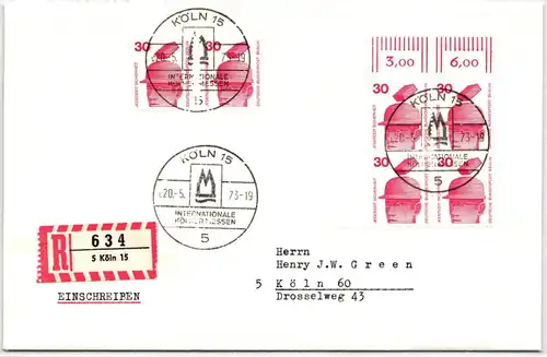 Berlin 407 WDZ auf Brief als Mehrfachfrankatur u.a. 4er Block Eckrand #NG204