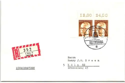 Berlin 395 auf Brief als Mehrfachfrankatur vom Eckrand #NG223