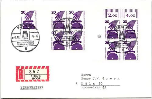 Berlin 404 WDZ auf Brief als Mehrfachfrankatur u.a. 4er Block mit DZ 10 #NG202