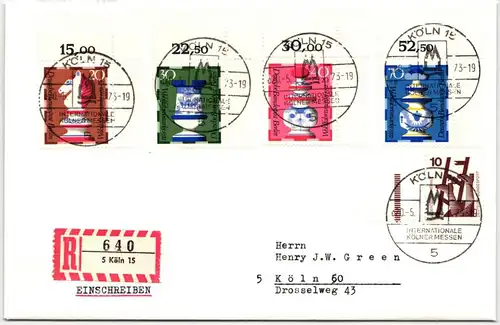 Berlin 435-438 auf Brief als Mehrfachfrankatur je Eckrand oben rechts #NG258