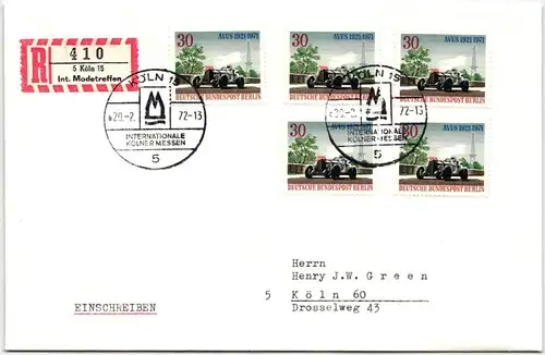 Berlin 399 auf Brief als Mehrfachfrankatur Blockmarken #NG226