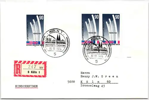 Berlin 466 FN auf Brief als Mehrfachfrankatur Formnummer 0 #NG287