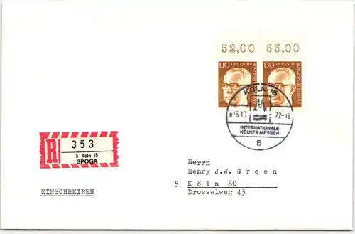 Berlin 429 auf Brief als Mehrfachfrankatur vom Oberrand #NG249