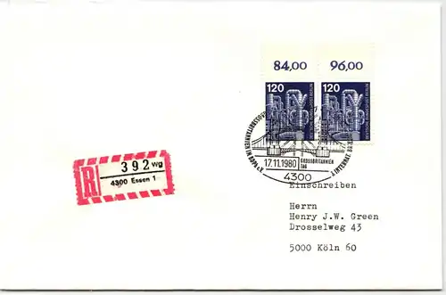 Berlin 503 auf Brief als Mehrfachfrankatur vom Oberrand #NG324