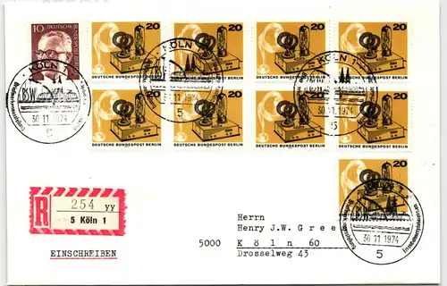 Berlin 455 auf Brief als Mehrfachfrankatur Blockeinzelmarke #NG276