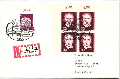 Berlin 482 auf Brief als Mehrfachfrankatur vom Eckrand #NG313