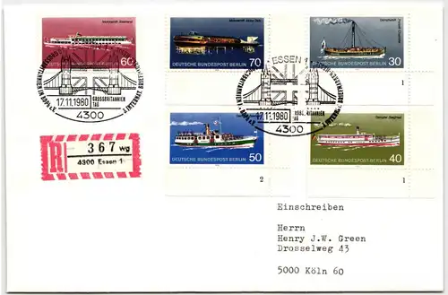 Berlin 483-487 FN auf Brief als Mehrfachfrankatur 4x Formnummer #NG307