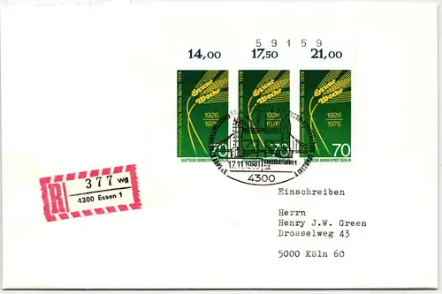 Berlin 516 auf Brief als Einzelfrankatur mit Bogenzähler #NG337