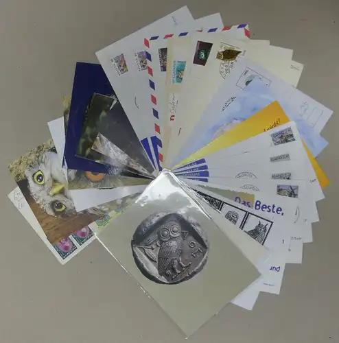 Motiv Eulen Lot von 50 Stück auf Brief Postkarte oder Sonstiges #IM877