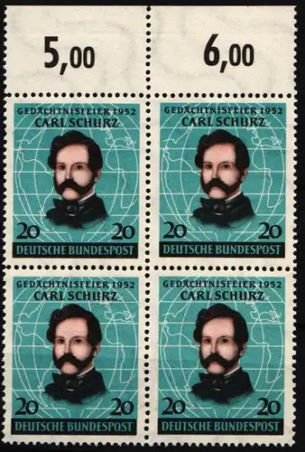 BRD Bund 155 postfrisch 4er Block vom Oberrand #NG425