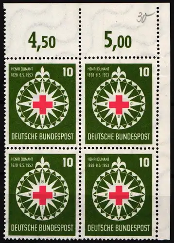 BRD Bund 164 postfrisch 4er Block vom Eckrand #NG436