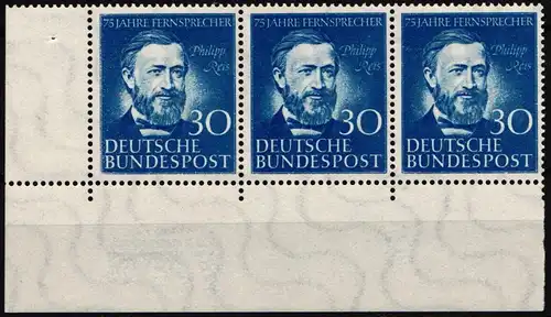 BRD Bund 161 postfrisch 3er Streifen vom Eckrand #NG515