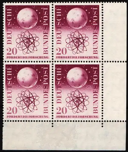 BRD Bund 214 postfrisch 4er Block vom Eckrand #NG508