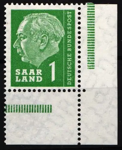 Saarland 380 postfrisch vom Eckrand #NG522