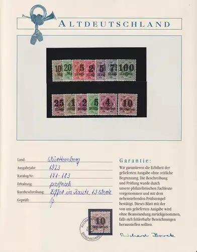 Altdeutschland Württemberg 171-183 postfrisch Borek Garantie #ND978