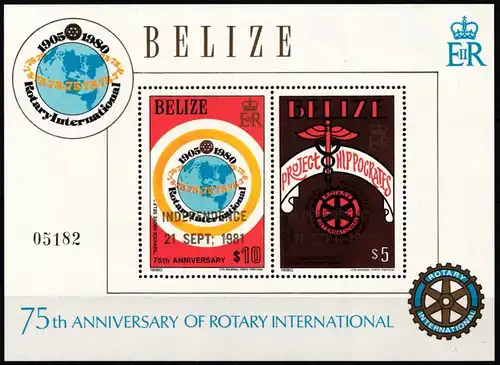 Belize Block 38 postfrisch Rotary Club #ND011