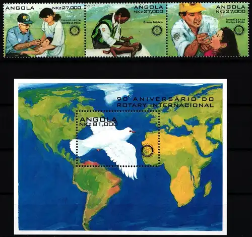 Angola Block 19 + 992-994 postfrisch Rotary Club #ND032
