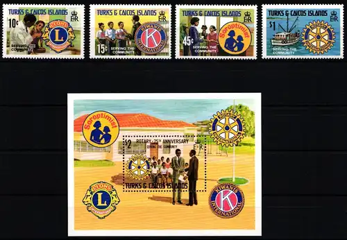 Turks und Caicos Block 24 + 498-501 postfrisch Rotary Club #ND051