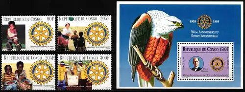 Kongo (Brazzaville) Block 130 + 1474-1478 postfrisch Rotary Club #ND047