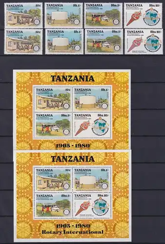 Tansania Block 19+22 + 137-140+149-152 postfrisch Rotary Club #ND103