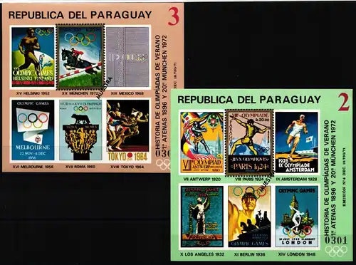Paraguay Block 185 + 187 postfrisch Olympia #ND187