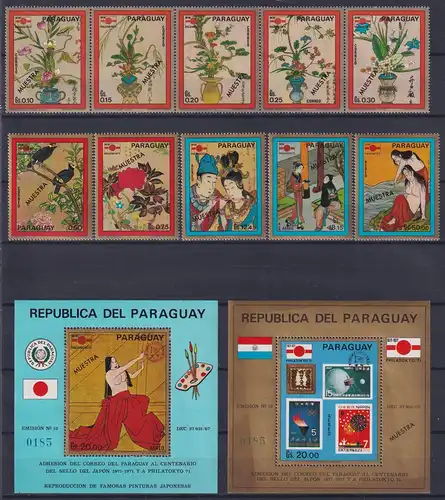 Paraguay Block 168-169 + 2199-2208 postfrisch Kunst, Muster #ND270