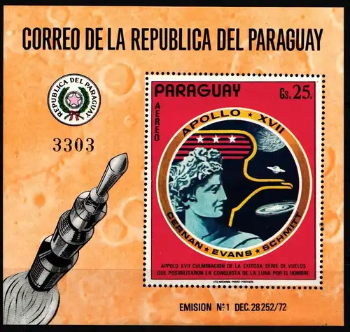 Paraguay Block 198 postfrisch Apollo XVII. #ND177