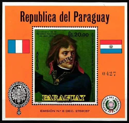 Paraguay Block 155 postfrisch Napoleon, Muster #ND203