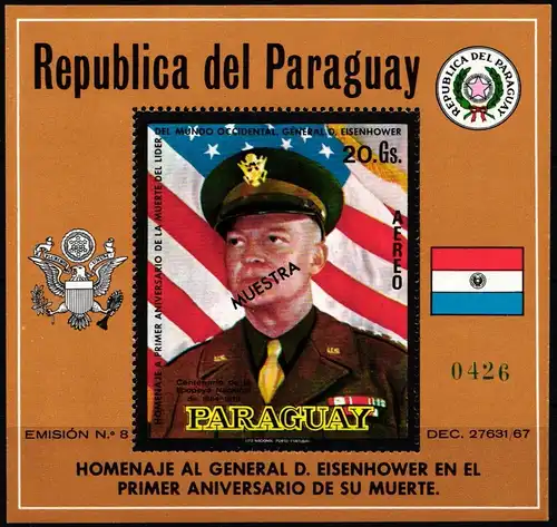 Paraguay Block 154 postfrisch Eisenhower, Muster #ND204